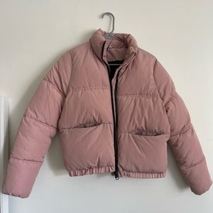 Pink bubble coat with pockets